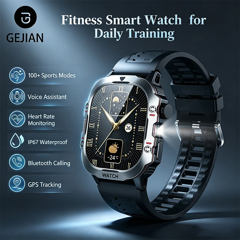

2026 New 2.01" Flashlight Smart Watch Heart Rate Health Monitoring Bluetooth Call IP67 Waterproof Smartwatch For Android and iOS
