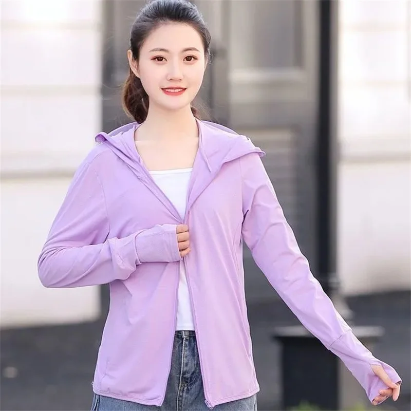 Sun Protection Clothing Women's White UV Protection 2025 Summer New Thin Breathable Hooded Cycling Short Jacket Elasticity