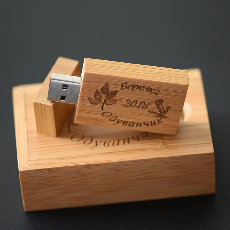 

Wooden Gift Box USB 2.0 Flash Drive Free Custom Logo Pen Drives Wedding Photography Memory Stick 64GB/32GB/16GB/8GB/4GB U Disk