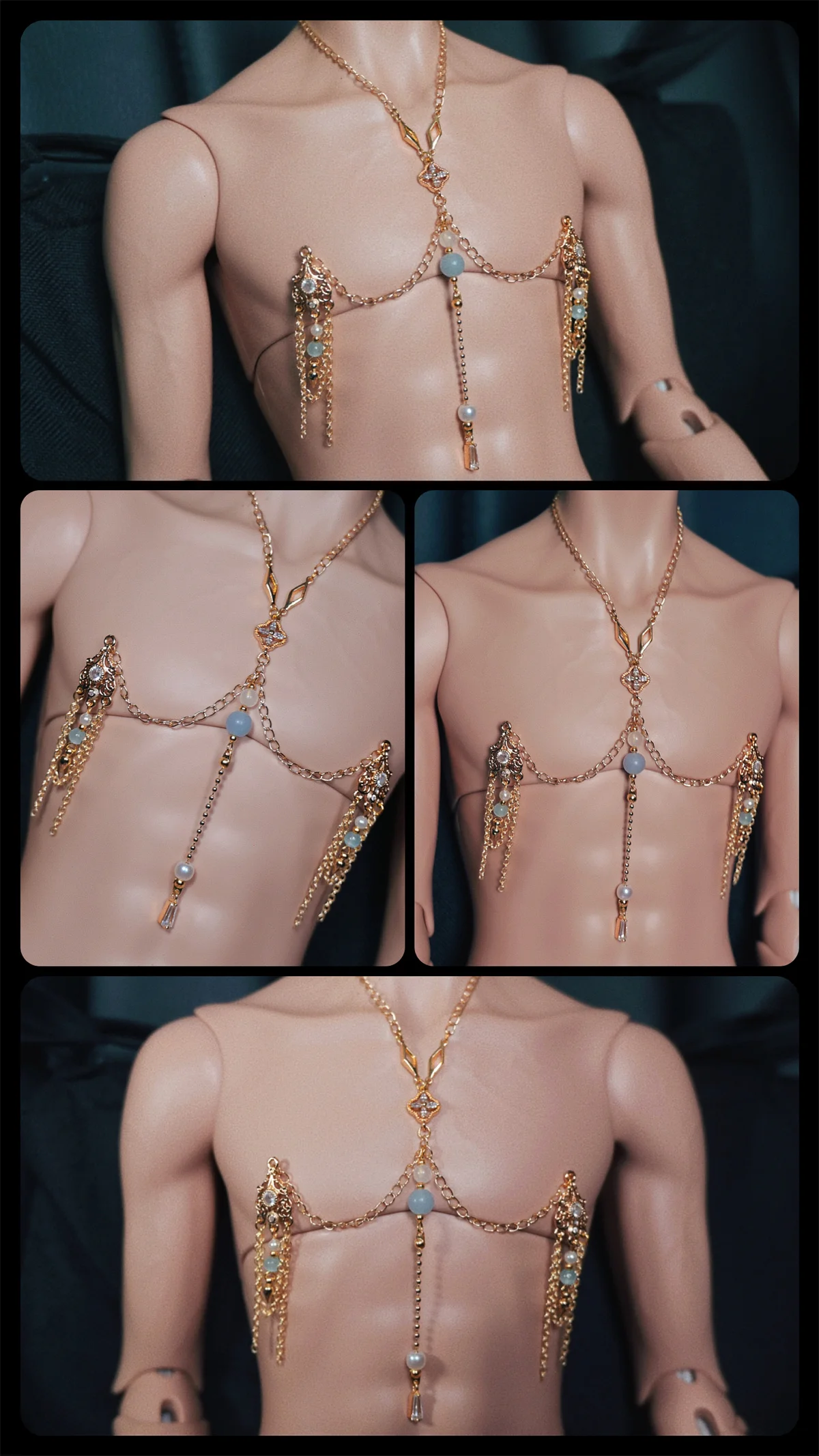 BJD Doll body chain suitable for 1/3 1/4 Uncle size doll with accessories milk chain milk nail necklace color preservation