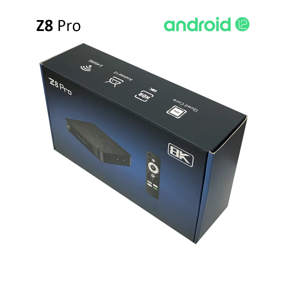ميزات 8K Android 12 Smart TV Box Z8 Pro H618 رباعية النواة 4K 1080P Full HD H.265 HEVC Video Play WiFi Bluetooth 5 YouTube Z8Pro