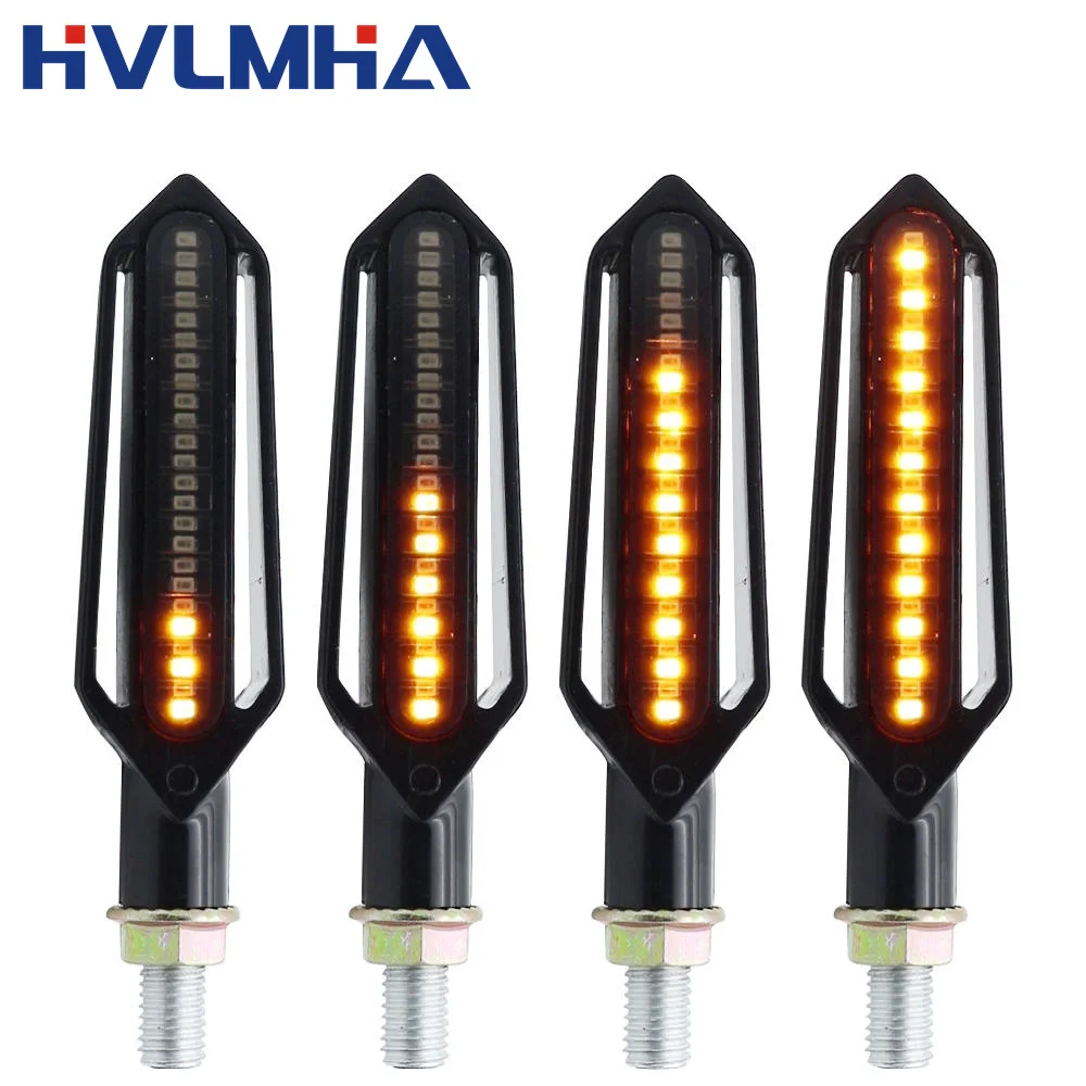 2-4pcs waterproof Motorcycle Turn Signals LED Light Flowing Water Blinker Flashing Indicator Tail Stop Signal for Honda/Kawasak.