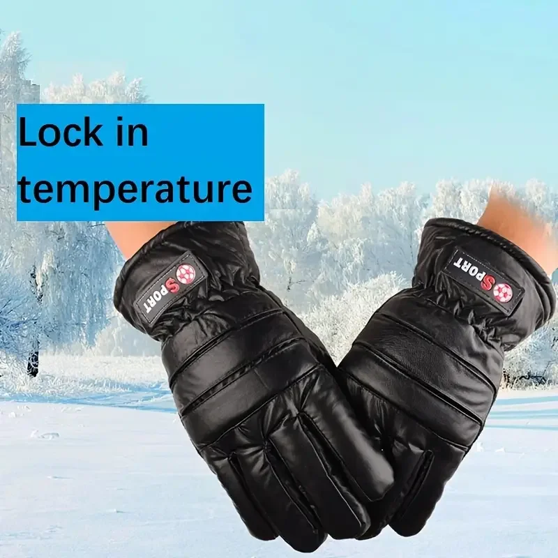 

1 Pair Men's Pu Warm Thermal Windproof Gloves For Outdoor Riding, Traveling, Skiing Activities