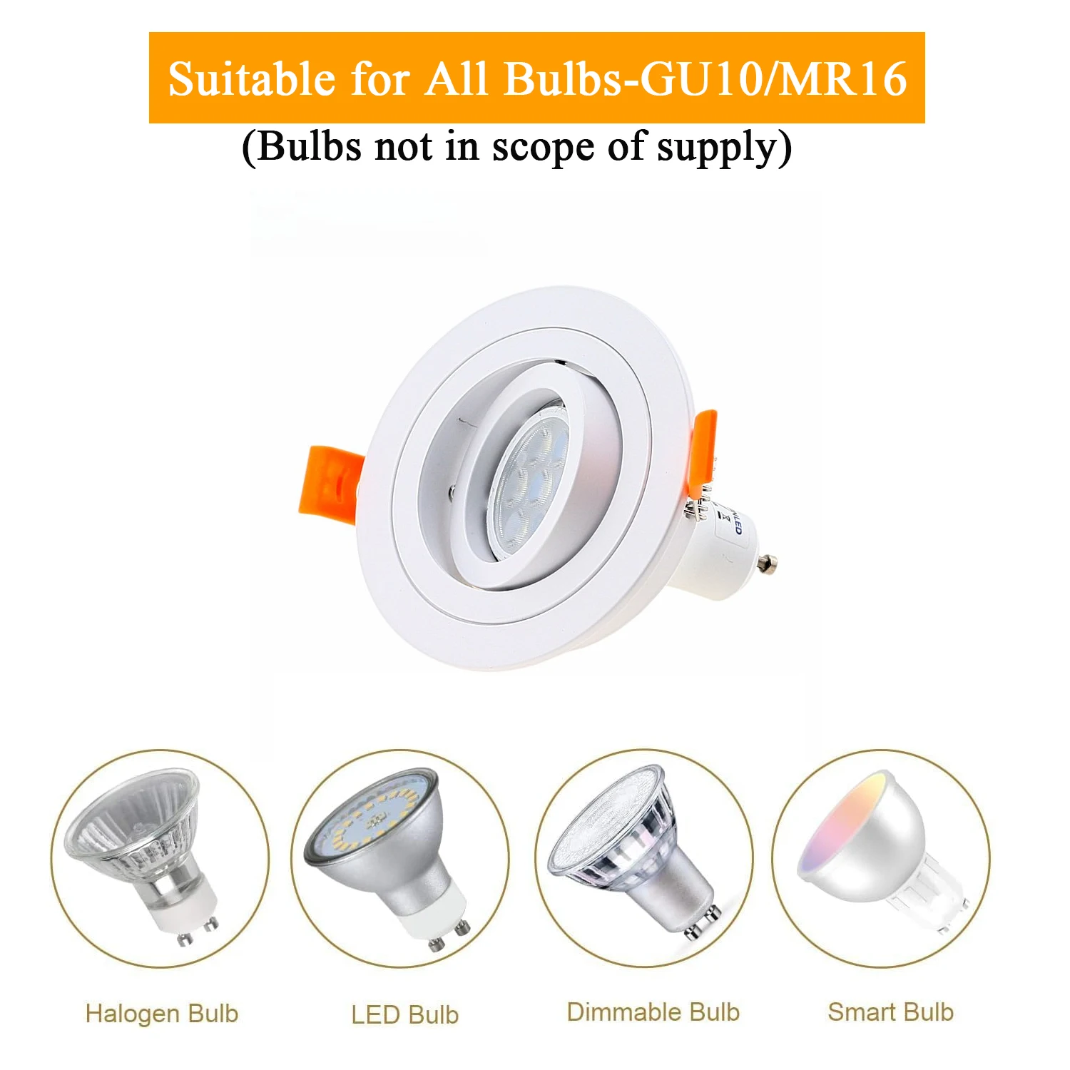 JOYINLED Aluminum Adjustable GU10 MR16 Spotlight Round Square Black/White/Silver Led Spot Light Frame Lamp Holder GU10 Downlight