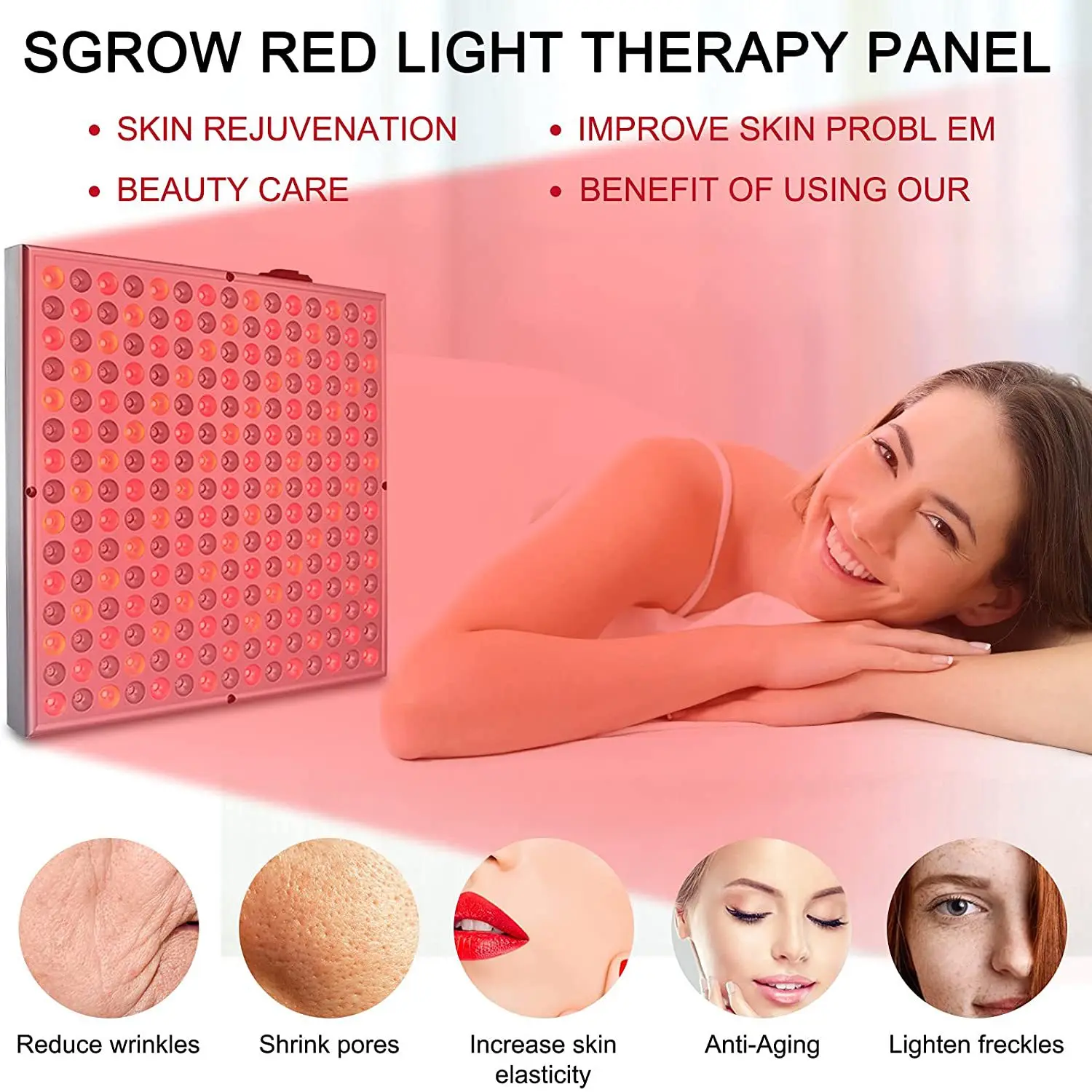 Red Light Skin Rejuvenation Beauty Device Red 660nm Near Infrared 850nm For Face and Body,Pain Relief,Skin Health, Anti-Aging