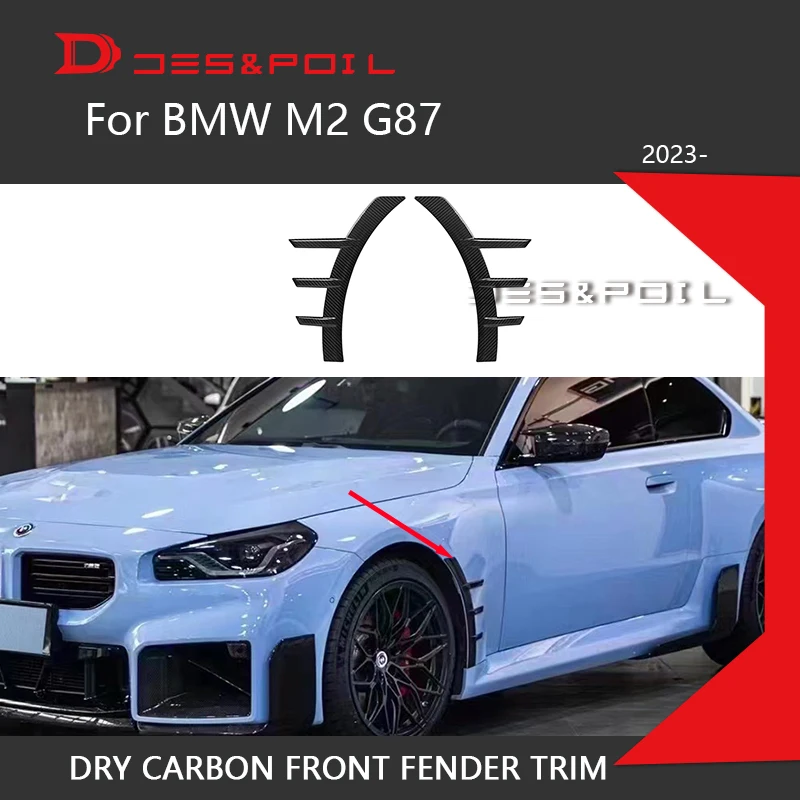 

Dry Carbon Fiber Front Fender Trim Canard Splitter Cover Air Vent For BMW M2 G87 Coupe MP Style Auto Racing 2023 Car Accessories