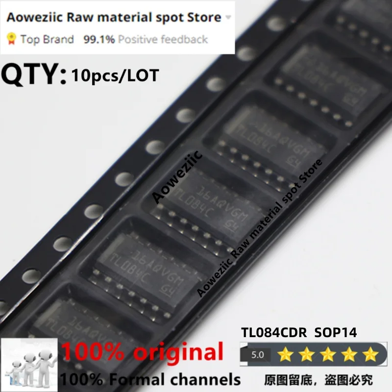 Aoweziic 2021 + 100% جديد مستورد أصلي TL064CDR TL064C TL074CDR TL074C TL084CDR TL084C SOP-14 أربعة مضخم تشغيل