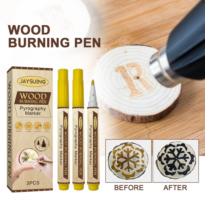 3 Pcs Wood Burning Marker Wood Burning Pen Pyrography Marker Easy to Use for Wood Painting K1KF