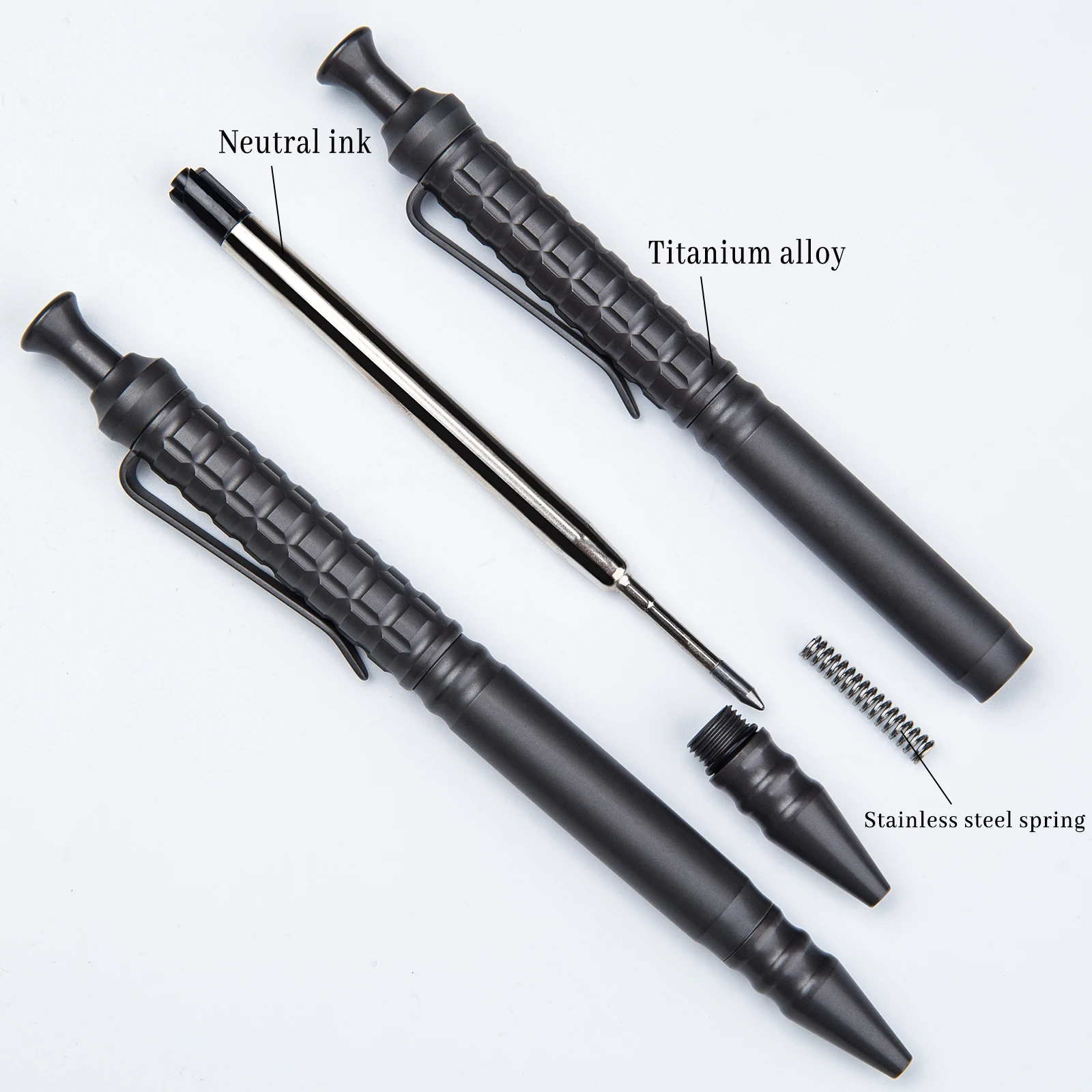 Titanium Alloy Ball-point Pen Office Supplies Set strong Portable Signing G2 Refill Black Blue Red EDC