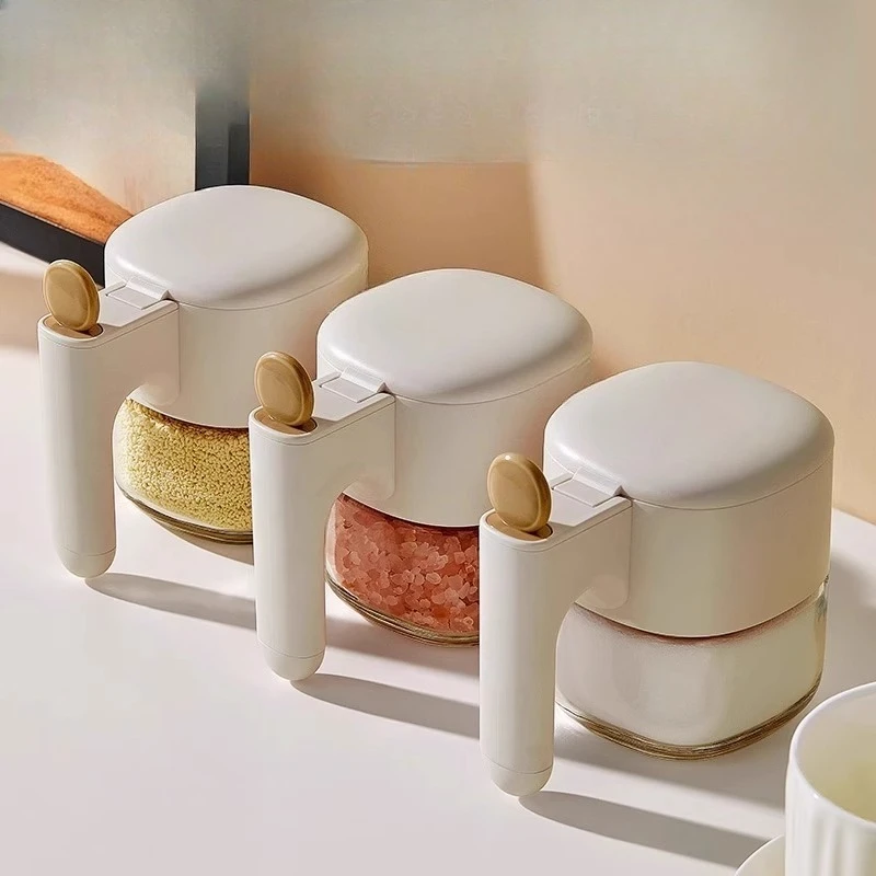 

Kitchen sealed seasoning tank automatic opening lid condiment moisture proof and antiodor bottle set