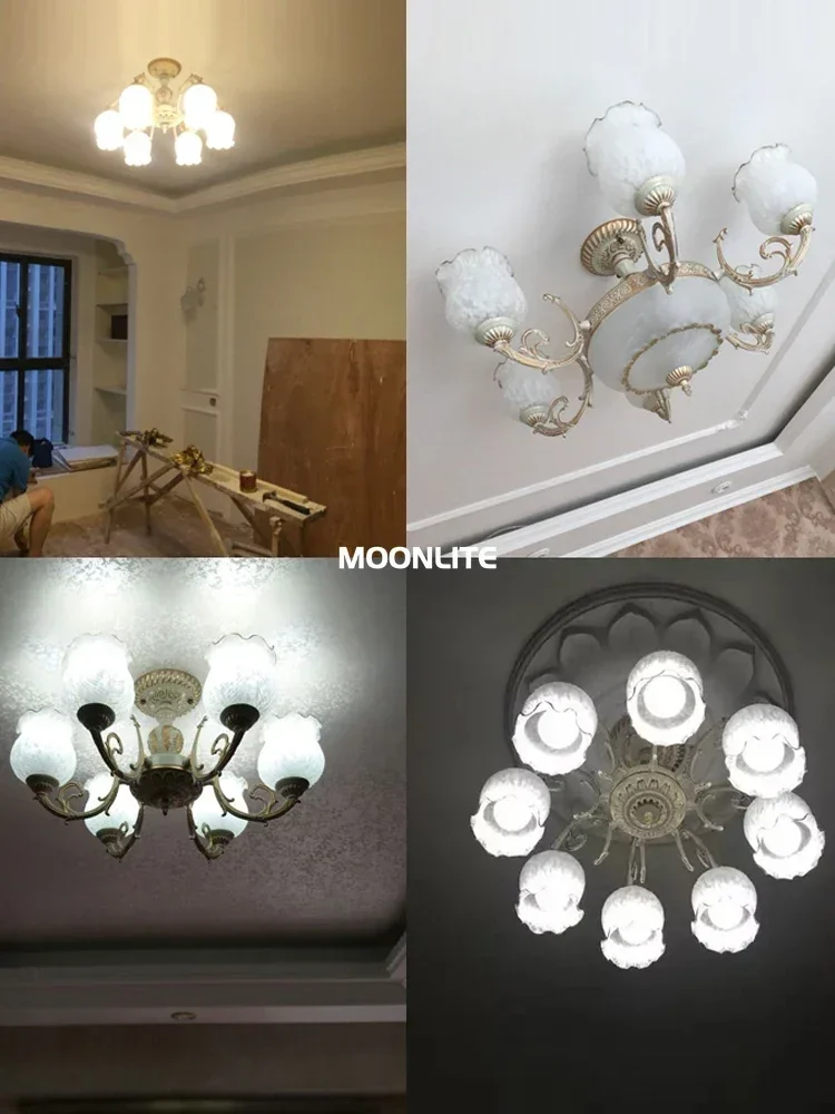 

Retro European Style Chandelier Luxurious Atmospheric Living Room LED Frosted Glass Chandelier Creative Home Lighting Fixtures