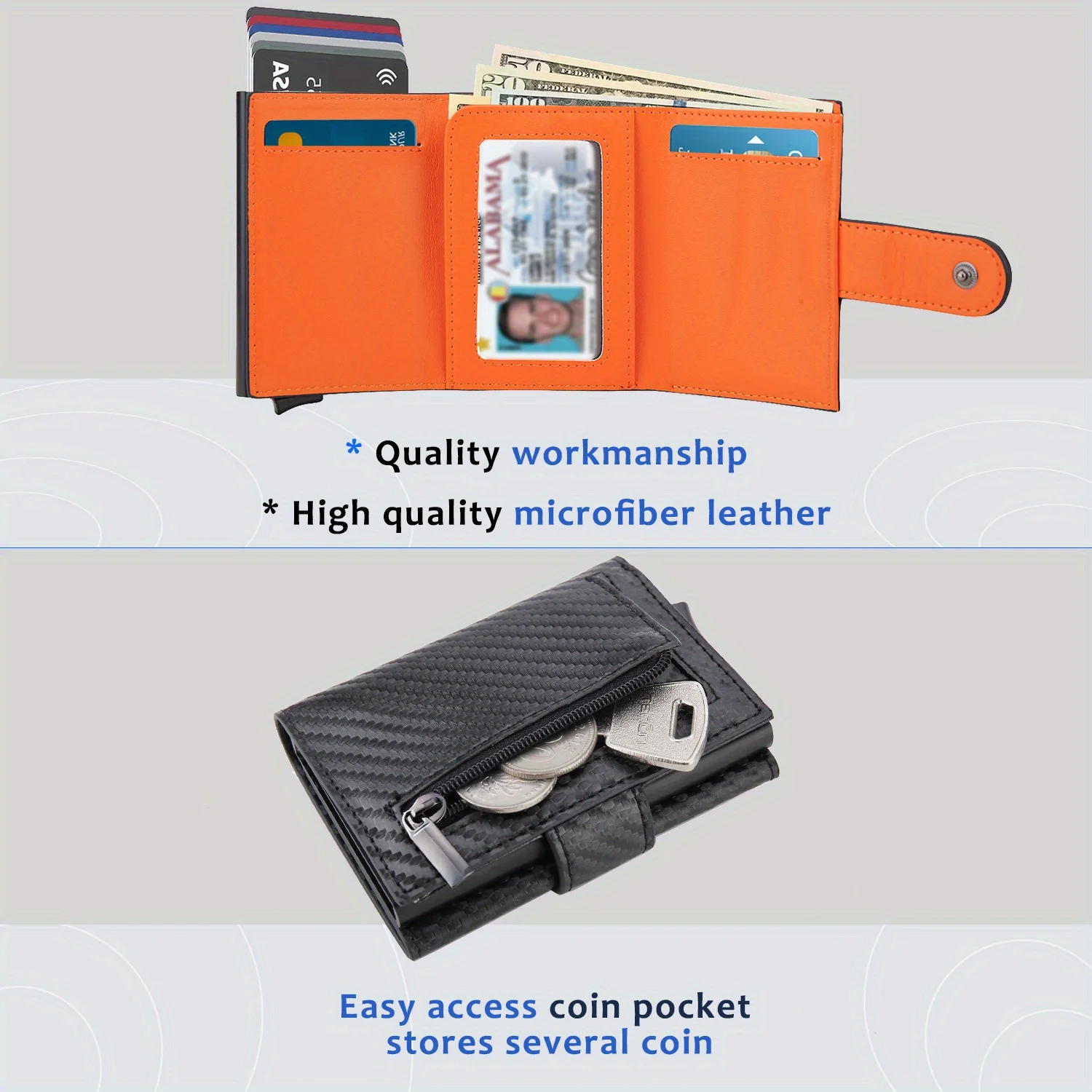 Rfid Microfiber Leather Men Wallets Short Leather Wallets Carbon Fiber Slim Card Holder Wallet Black Minimalist Wallet for Men image 6