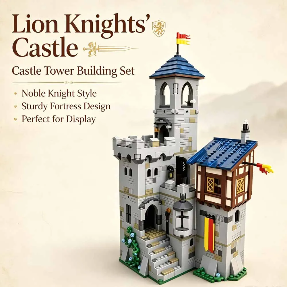 MOC-92106 Lion Knights' Castle Model Building Blocks Model Kit Architecture Toys Gifts Collection Education Adult Gift 1366pcs