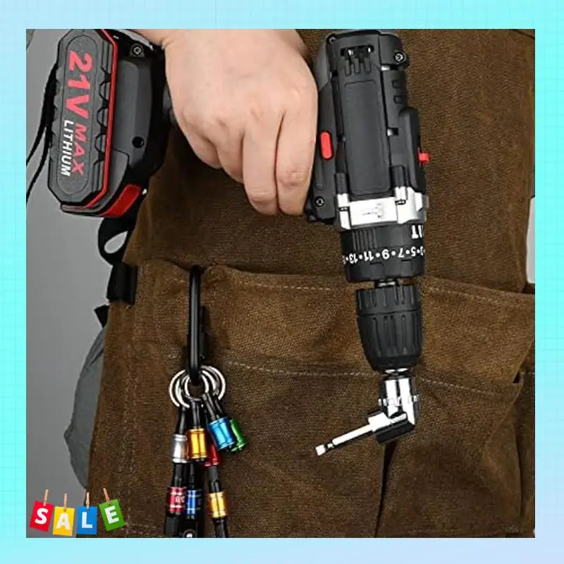 A56X 1/4 Hex-Shank Bit Holder Keychain Gadgets,3Pc 1/4In 3/8In 1/2In Drill Socket Adapter+105° Right Angle Drill Accessories