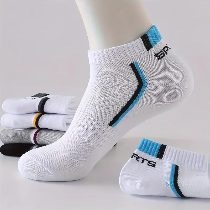 5/15/25/35pairs Simple Stripe Pattern Liner Anklets Socks Comfy Breathable Soft Sweat Absorbent Socks For Men\'s Outdoor Wearing