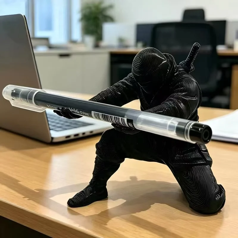 Desktop Art 3D Printed Ninja Pen Holder Unique Figurine Stationery Organizer Pencil Figurines Desk Decor Craft For Pen Storage