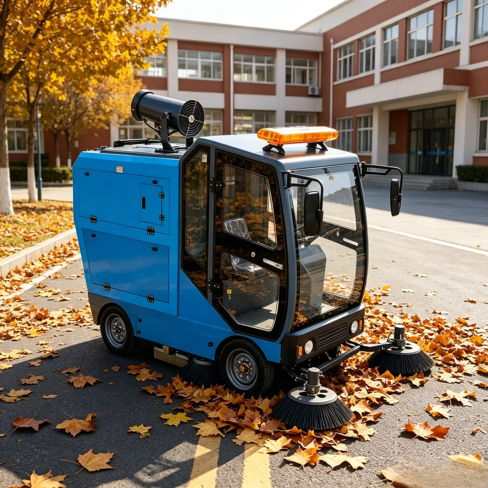 Fully Enclosed Road Sweeper Electric Ride on Industrial Street Cleaning Sweeper Vehicle with Powerful Vacuum Brush System Custom
