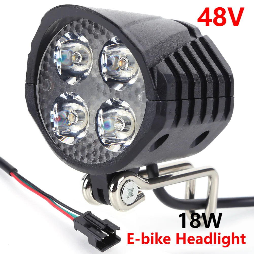 18W 48V Electric Bicycle Light with Horn Energy Saving Electric Scooter LED Front Light Easy Installation Cycling Accessories