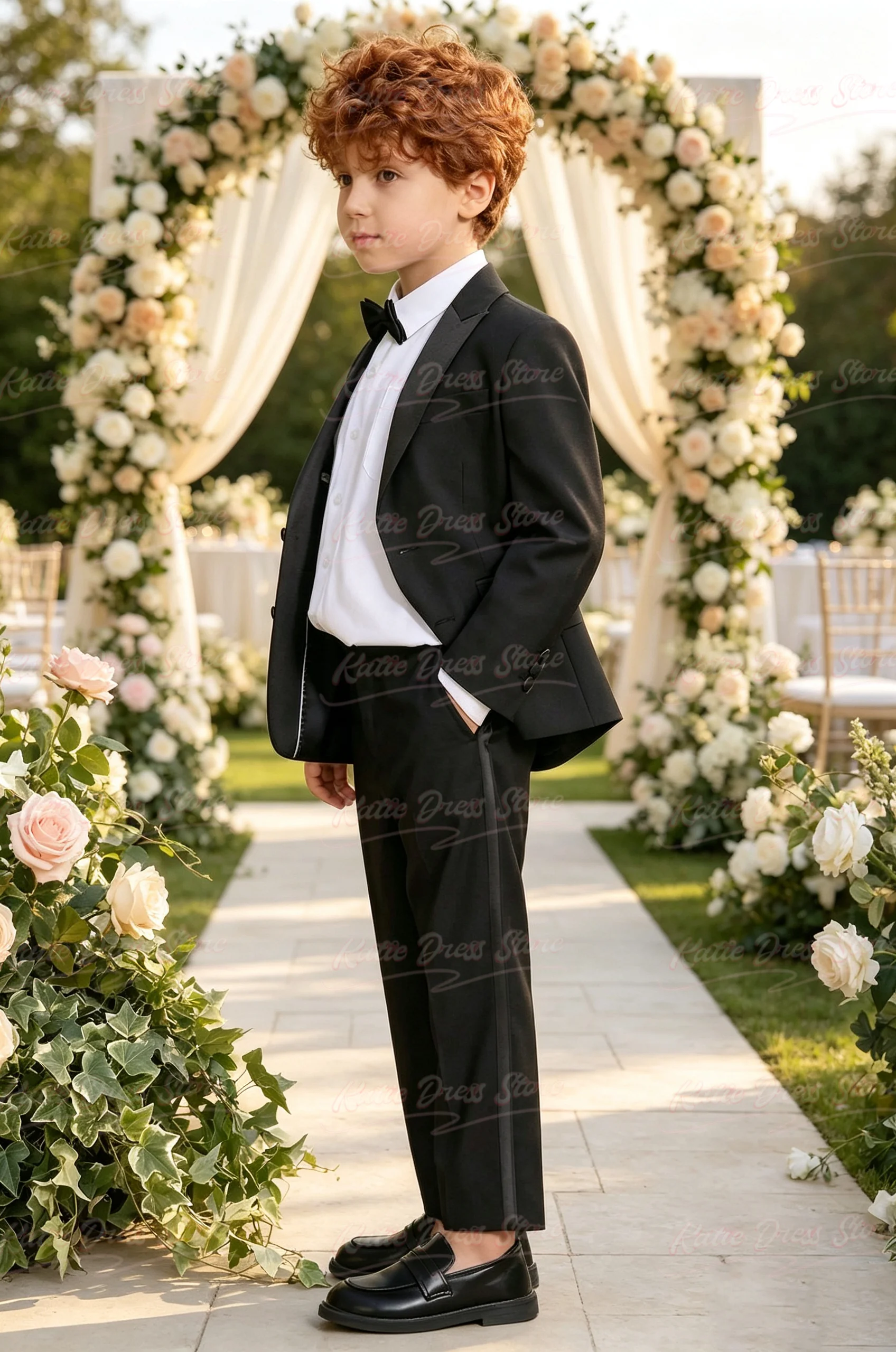 Customized Black Single-Breasted 2-Piece Suit Jacket Trousers Casual Fashion Wedding Birthday Gift Party Performance Teens Suit