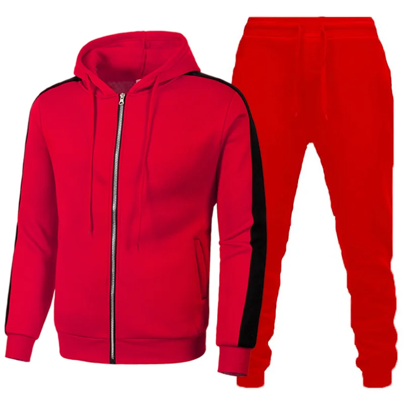 Men Casual Tracksuit Zipper Hoodies Top And Sweatpants 2pcs Set 2024 Male Outdoor Jogging Jackets Clothes Sport Man Pants Suit