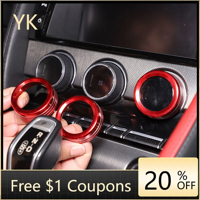 

For Jaguar F-TYPE 2013-22 Aluminum Alloy Silver Car Air Condition Knob Audio Volume Control Button Trim Cover Car Accessories