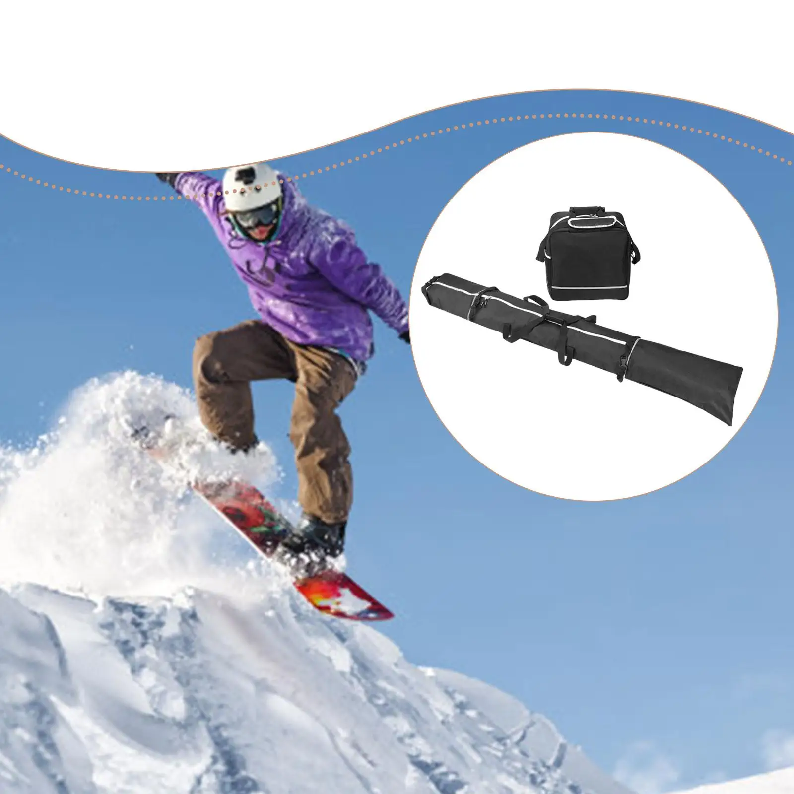 

Snowboard and Boot Bag Combo Oxford Cloth Professional Easy Use Replace to US Size 13 Black Snow Ski Bag for Travel