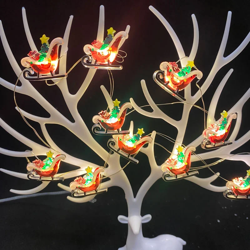 Grinalda iluminada por led com trenó de papai noel mix decorações de natal para casa enfeites de árvore de natal presentes de ano novo