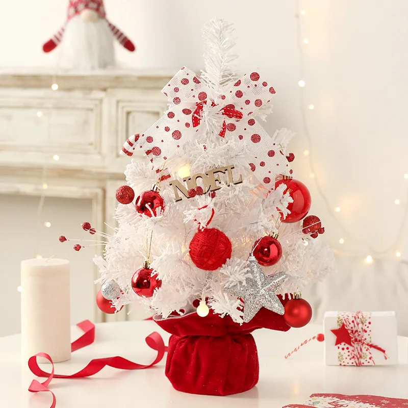 Mini Christmas Tree with Music Box, White, Red, Adornos, Natal, Decorations, Christmas Supplies, 50cm, 2024