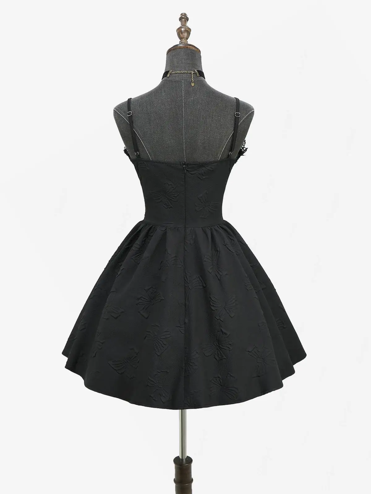 Abiti Cami con lacci gotici Mini abito estivo con tracolla regolabile in rilievo con dettagli in pizzo elegante rosa nera