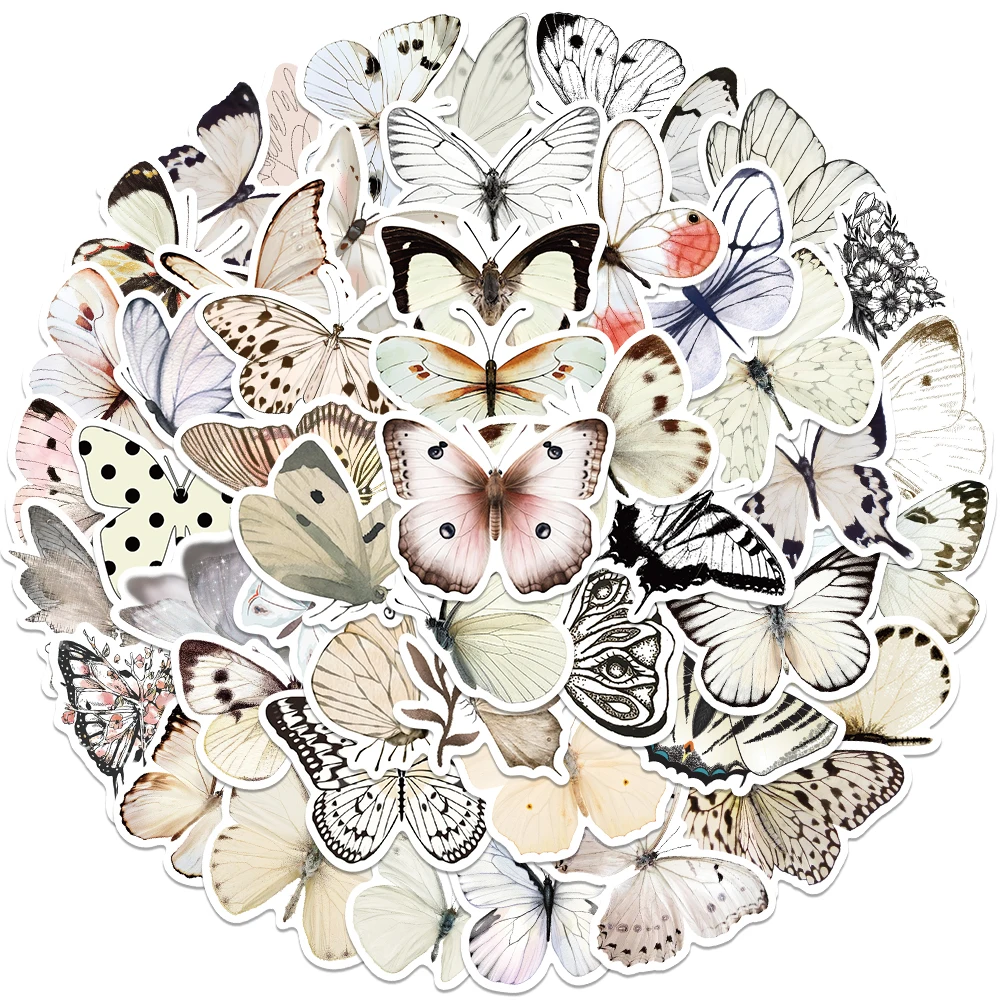 50pcs White Butterfly Sticker  - Sticker Luggage Decorative 评论和价格