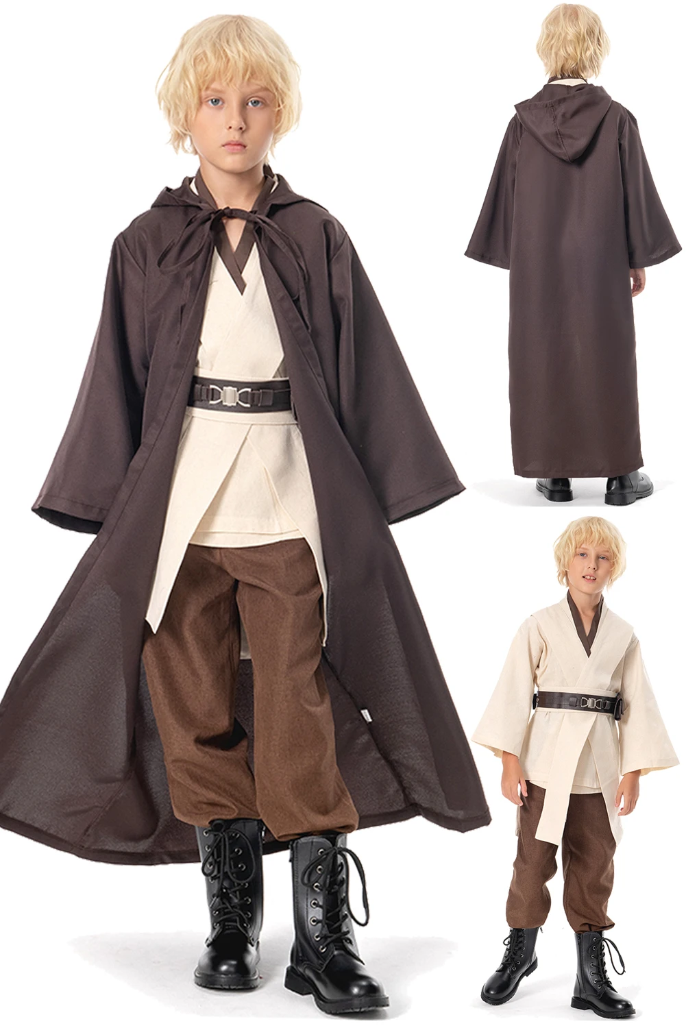 Kids Boys Role Play Anakin Obi Wan Cosplay Movie Space Battle Jedi Costume Cloak Child Fantasy Fancy Dress Up Party Clothes