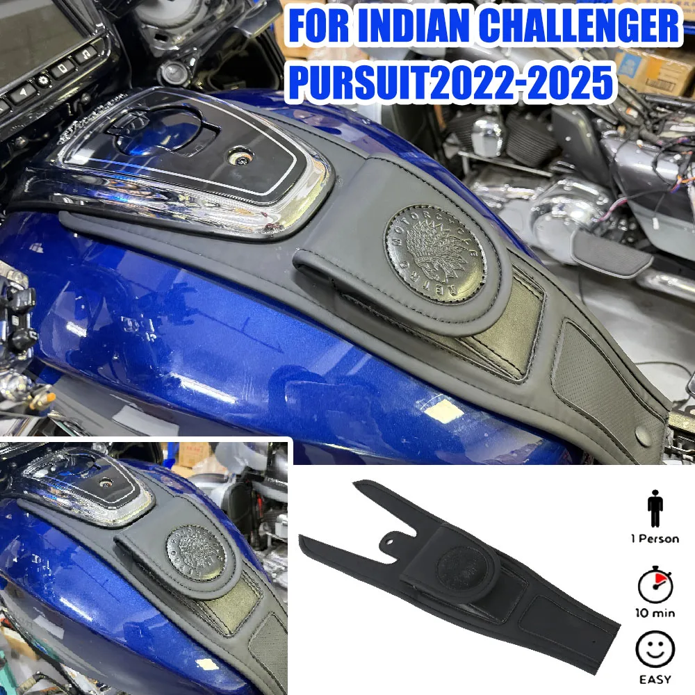 

Waterproof Black Leather Gas Tank Bag Fit For Indian Challenger Pursuit 2022-2025 Upper Tank Motorcycle Fuel Tank Pack Accessory
