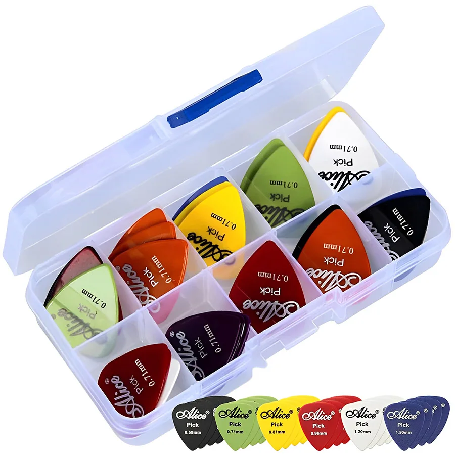 30pcs Boxed ABS Picks 0.58mm-1.5mm Multi Thickness Guitar Picks Suitable for Guitar Ukulele Bass String Instrument Accessories