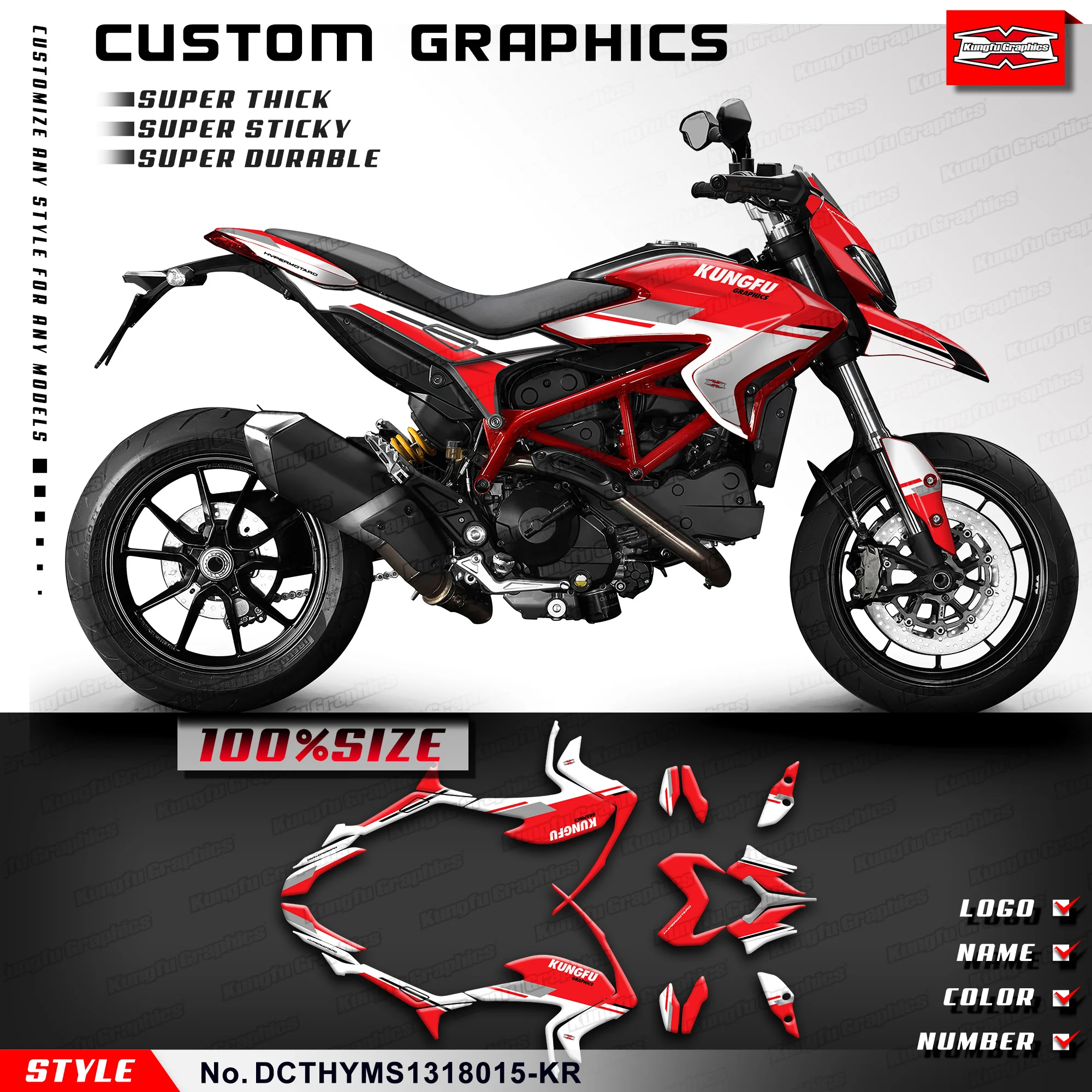 KUNGFU GRAPHICS Motorcycle Graphic Sticker for DUCATI Hypermotard Hyperstrada 821 939 2013 2014 2015 2016 2017 2018,Rebuilding