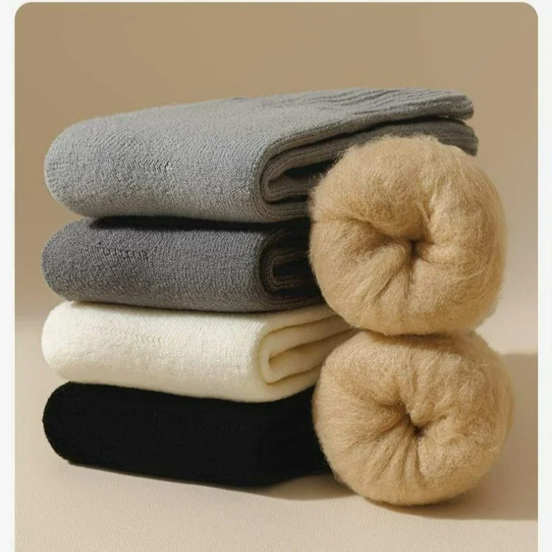 صوف مبطن الجوارب الحرارية الرجال شتاء دافئ سميكة الكشمير يشعر التمهيد الجوارب توليد الحرارة الطقس البارد حماية للخارجية