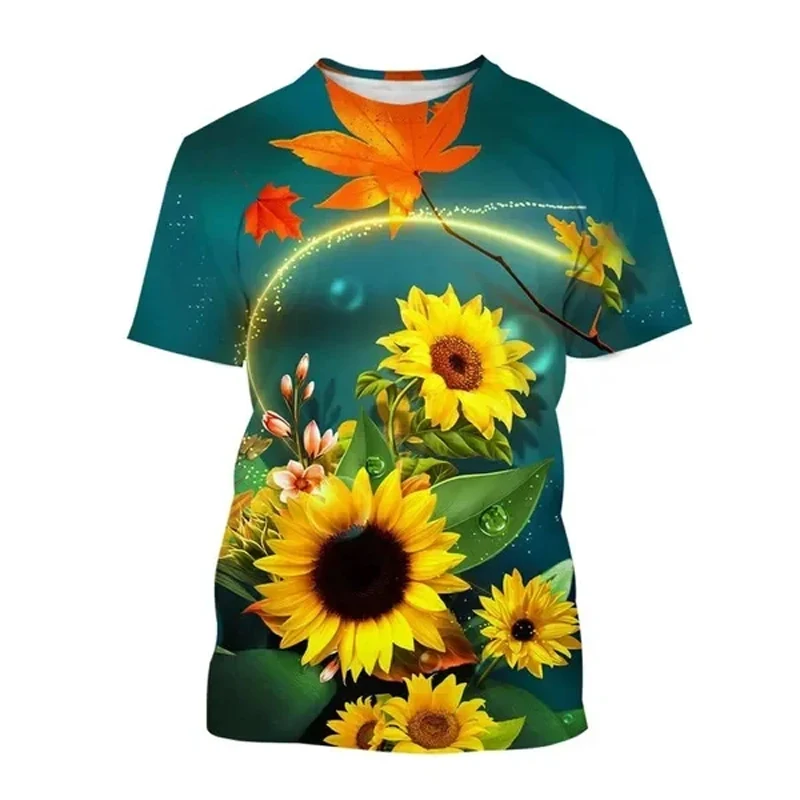 

Fashion Trend Beautiful Sunflower graphic t shirts For Unisex Summer Leisure harajuku Round Neck Short Sleeve Printed Tees Tops