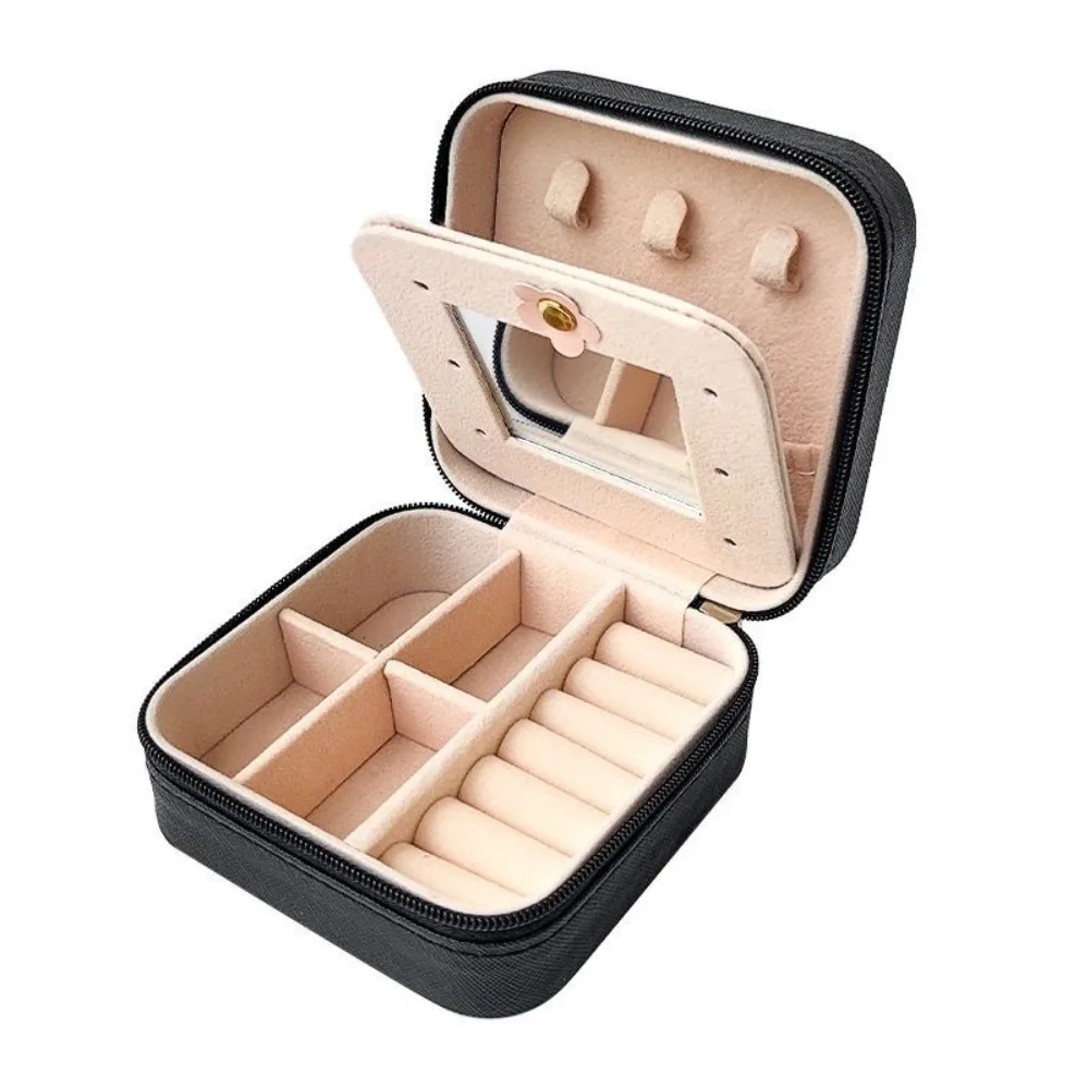 

Портативная мини-шкатулка для драгоценностей с зеркалом, элегантный высококачественный органайзер для ювелирных изделий, мини-косметичка