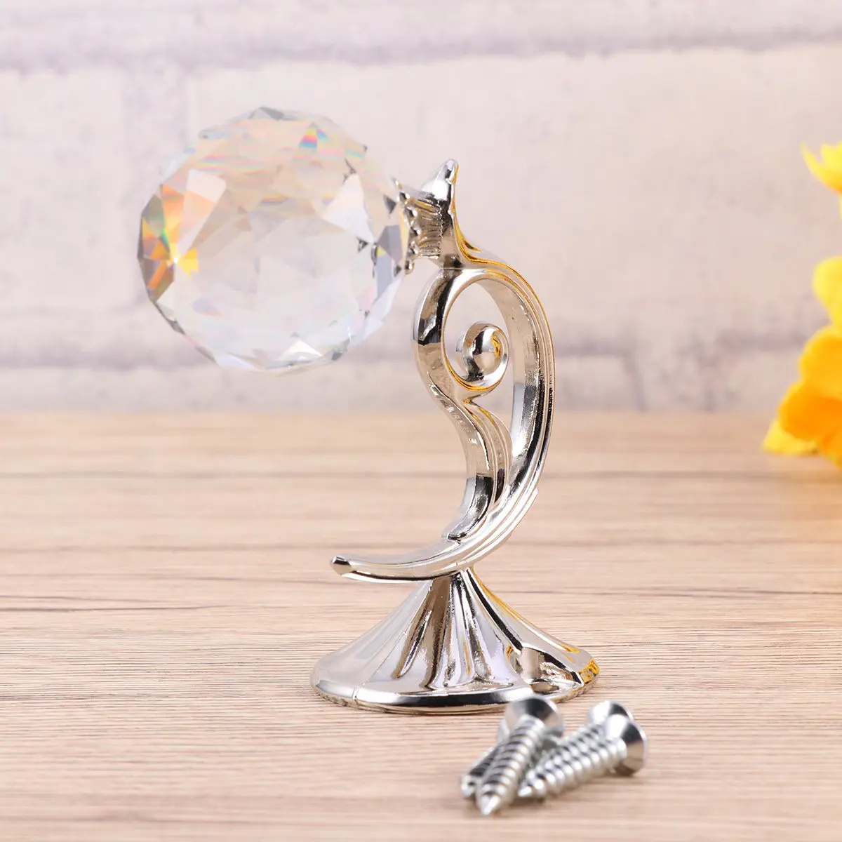 

Crystal Curtain Holdback Wall Mounted Tieback Hooks Silver Metal Vintage Decorative Home Decor for Living Room Sitting Room Coat