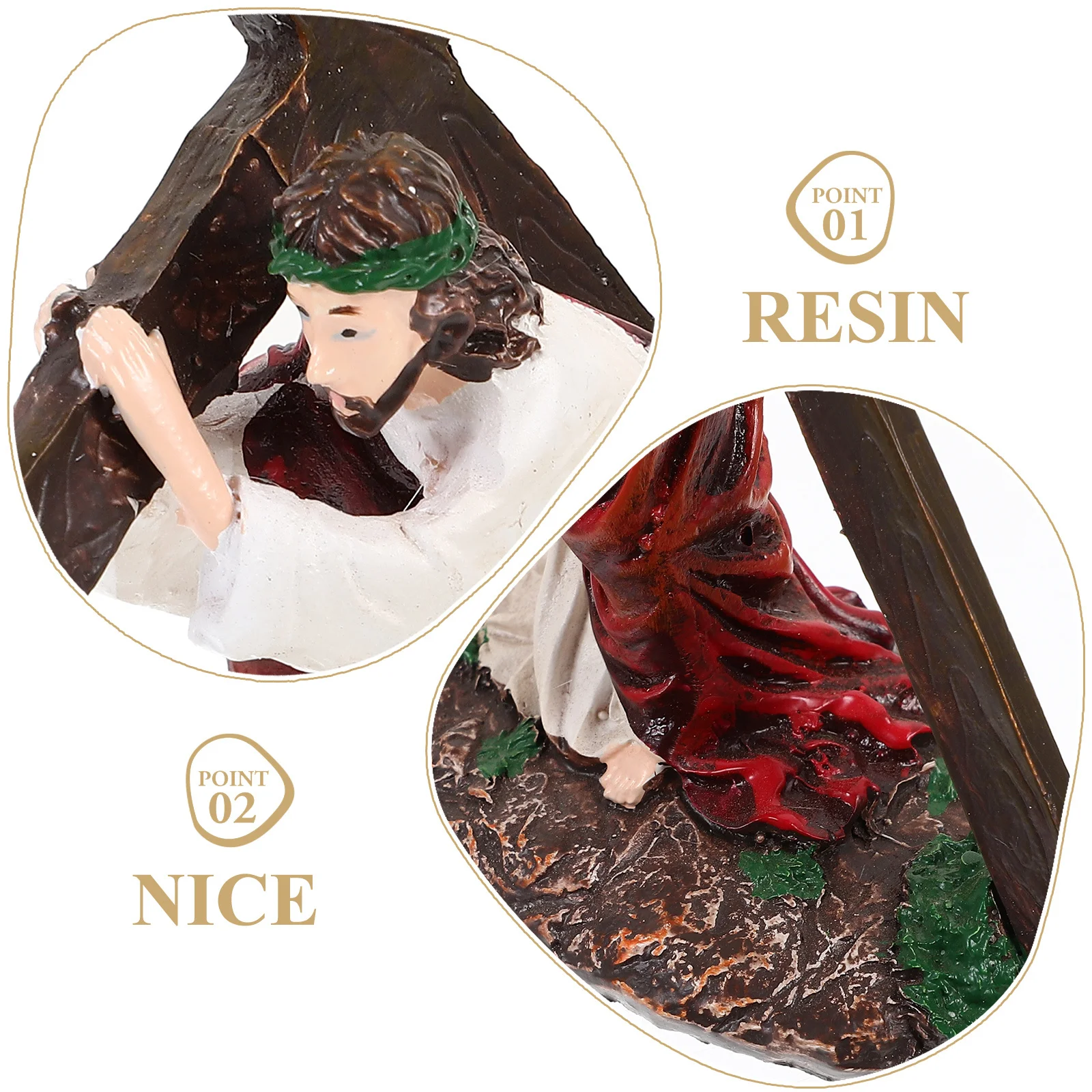 

1Pcs Carrying Cross Resin Crafts Lifelike Religious Ornament Home Office Decoration Christian Gift