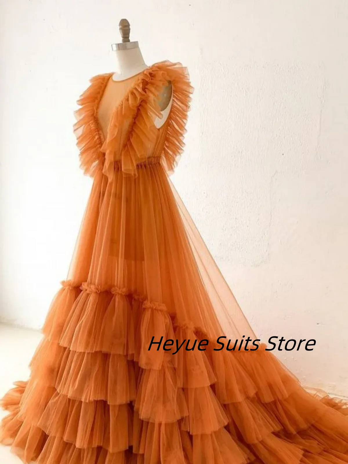 

Customized Senior Beautiful Princess Quinceanera Fashion Ruffles Tulle Long Prom Dresses A Line New Style Gowns tidos de novia