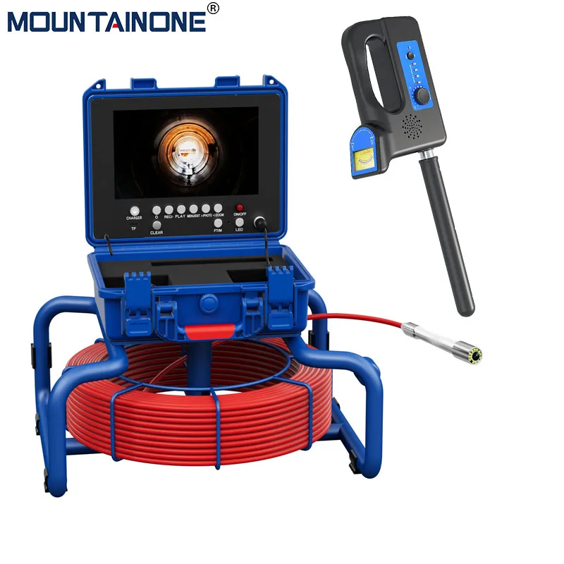 Sewer Pipe Inspection Camera  with Meter Counter and Self-Leveling 512HZ Locator DVR  9 inch Waterproof  Video Endoscope  Camera