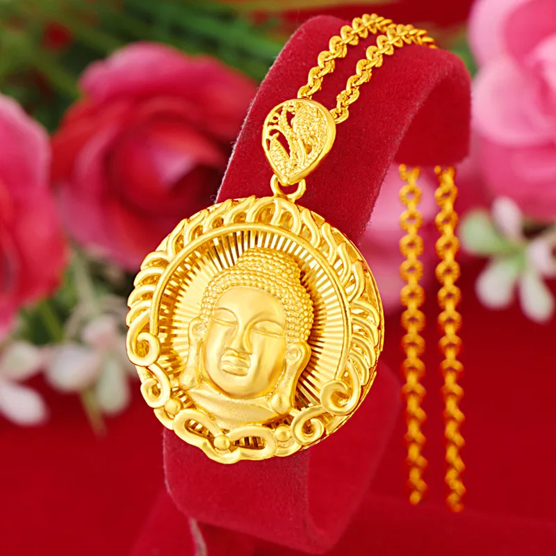 

Unisex 24K Gold AU999 Flame-Embraced Avalokiteshvara & Maitreya Pendant | Vine-wrapped with shell inlay, fresh for casual looks