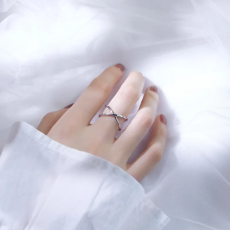925 Sterling Silver Overlapping Geometry Stackable Rings, Elegant Gift