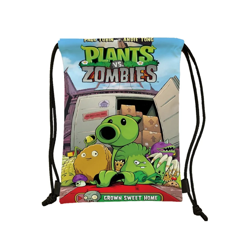

Новый рюкзак-мешок из полиэстера с мультяшным принтом Plants Vs. Zombies, для студентов, сумка для хранения, подарок
