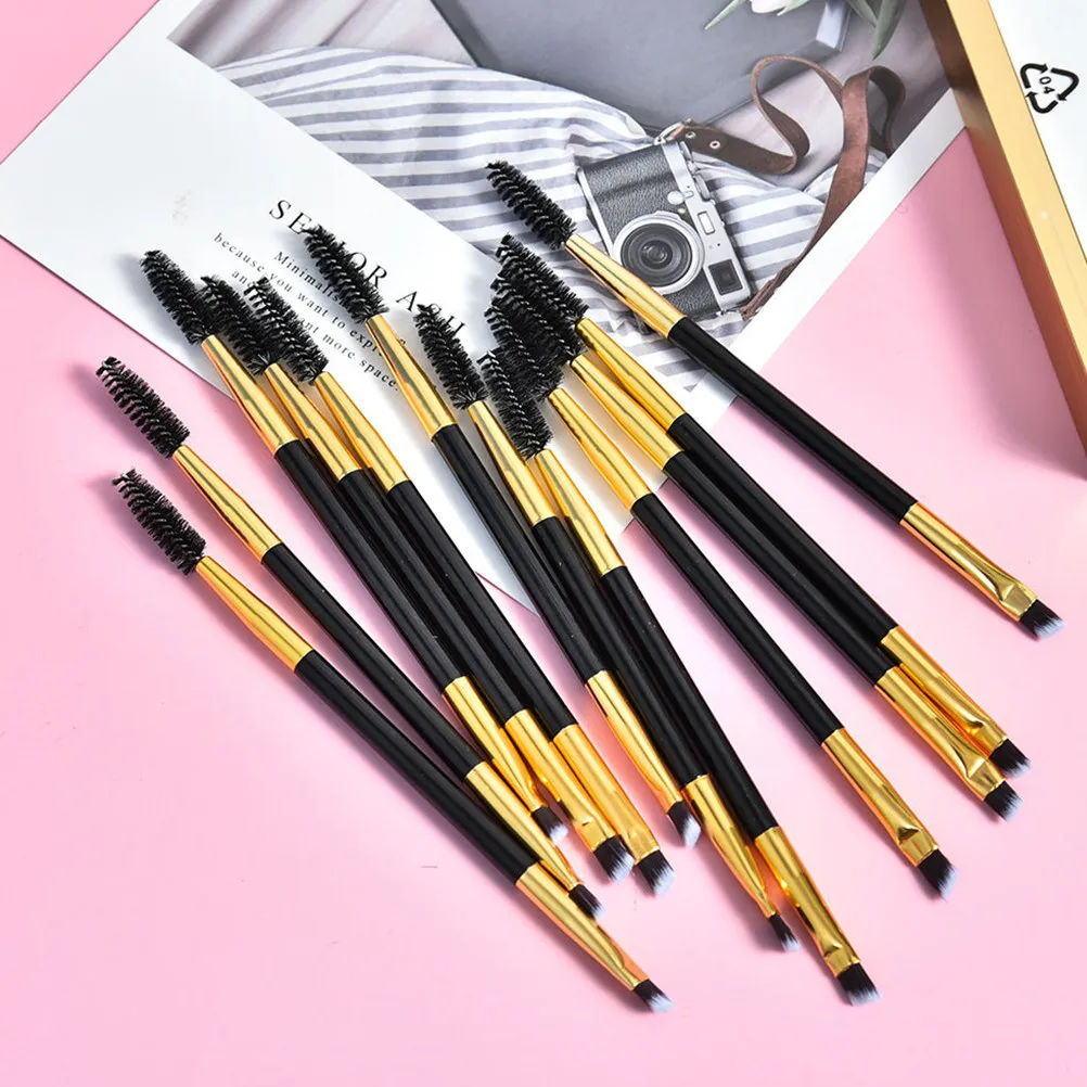 12Pcs Eyebrow Brush & Comb Set with Spiral Eyelash Roller – Premium Makeup Tools for Home and Salon