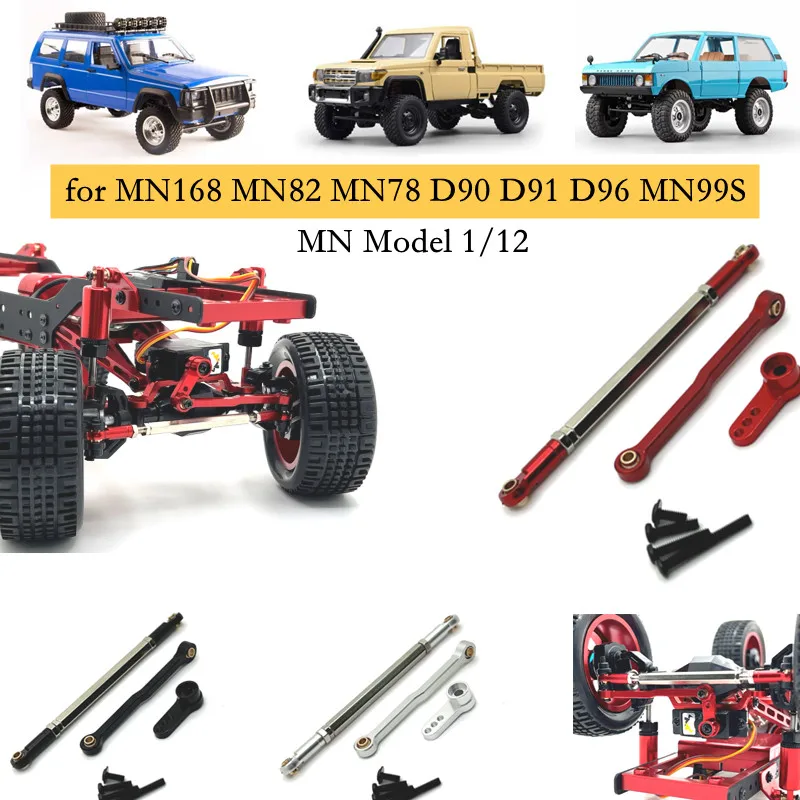 Steering Rod Servo Arm, Metal Upgrade Parts Kit, RC Model Crawler Car Truck, MN168 MN82 MN78 D90 D91 D96 MN99S, OP Accessories