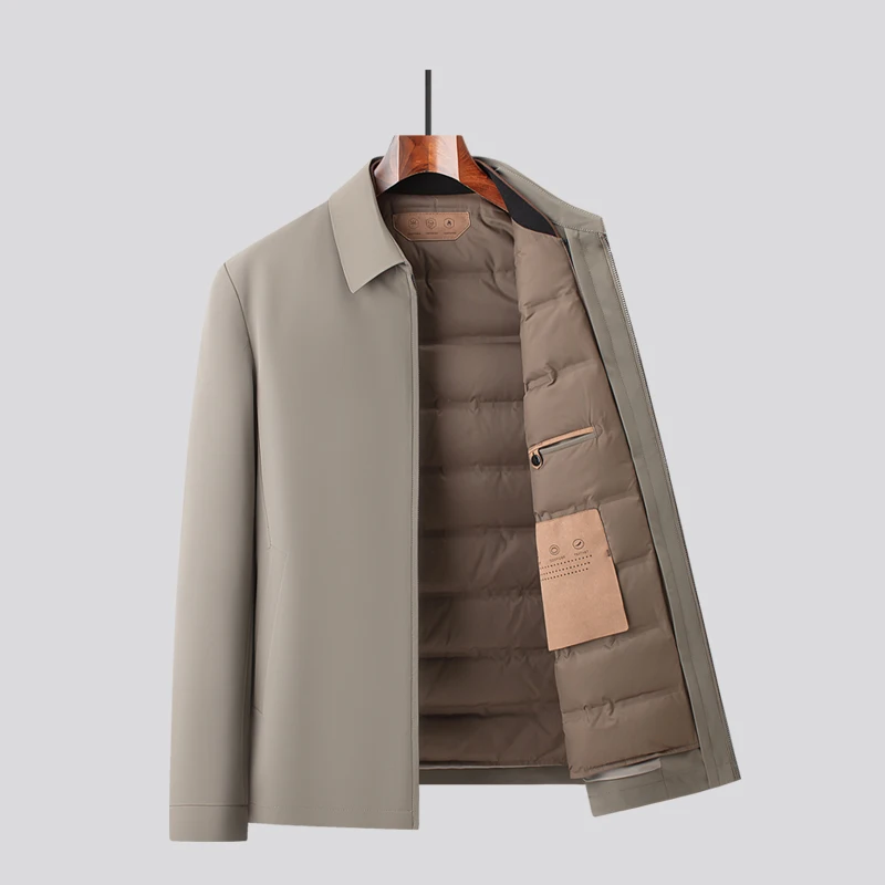 

Высококачественный мужской зимний пуховик на гусином пуху со съемной внутренней подкладкой, деловой повседневный пуховик с содержанием пуха 90%