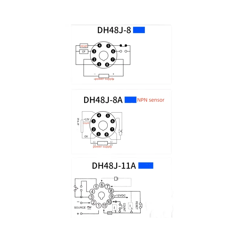 DH48J-A 1-9999 (x1 x10 x100) 30cps Digital Counter Relay DC 24V w Base Socket