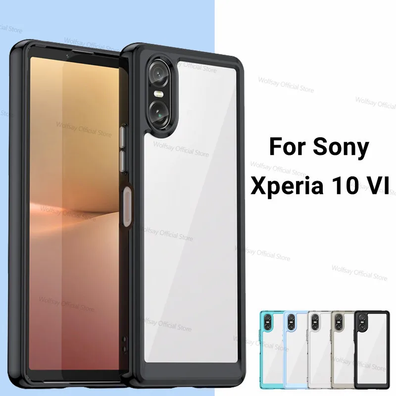 Para Sony Xperia 10 VI funda Sony Xperia 10 VI funda TPU transparente PC + funda protectora de silicona a prueba de golpes para teléfono Sony Xperia 10 VI