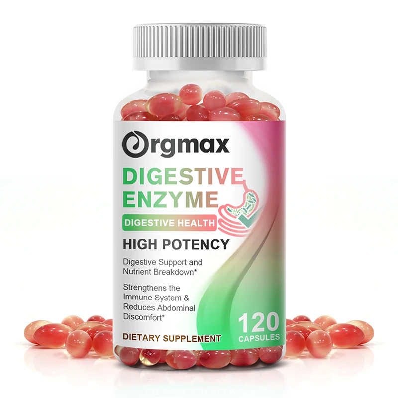 Orgmax 860mg Digestive Enzymes Capsules Probiotics with Amylase, Bromelain, Protease, Lipase, & 14 Other Enzymes